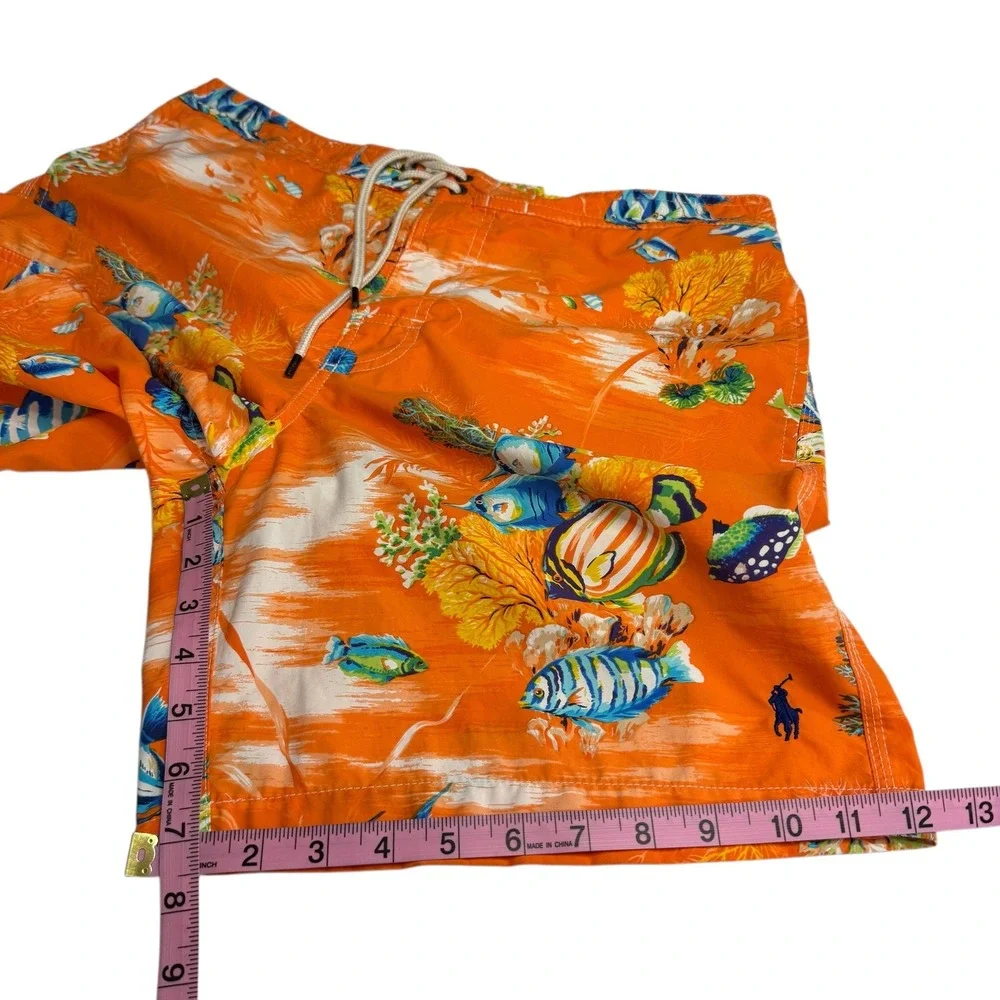 Polo Ralph Lauren Men's‎ Swim Trunks M Orange Tropical Fish Coral Beach Swimwear